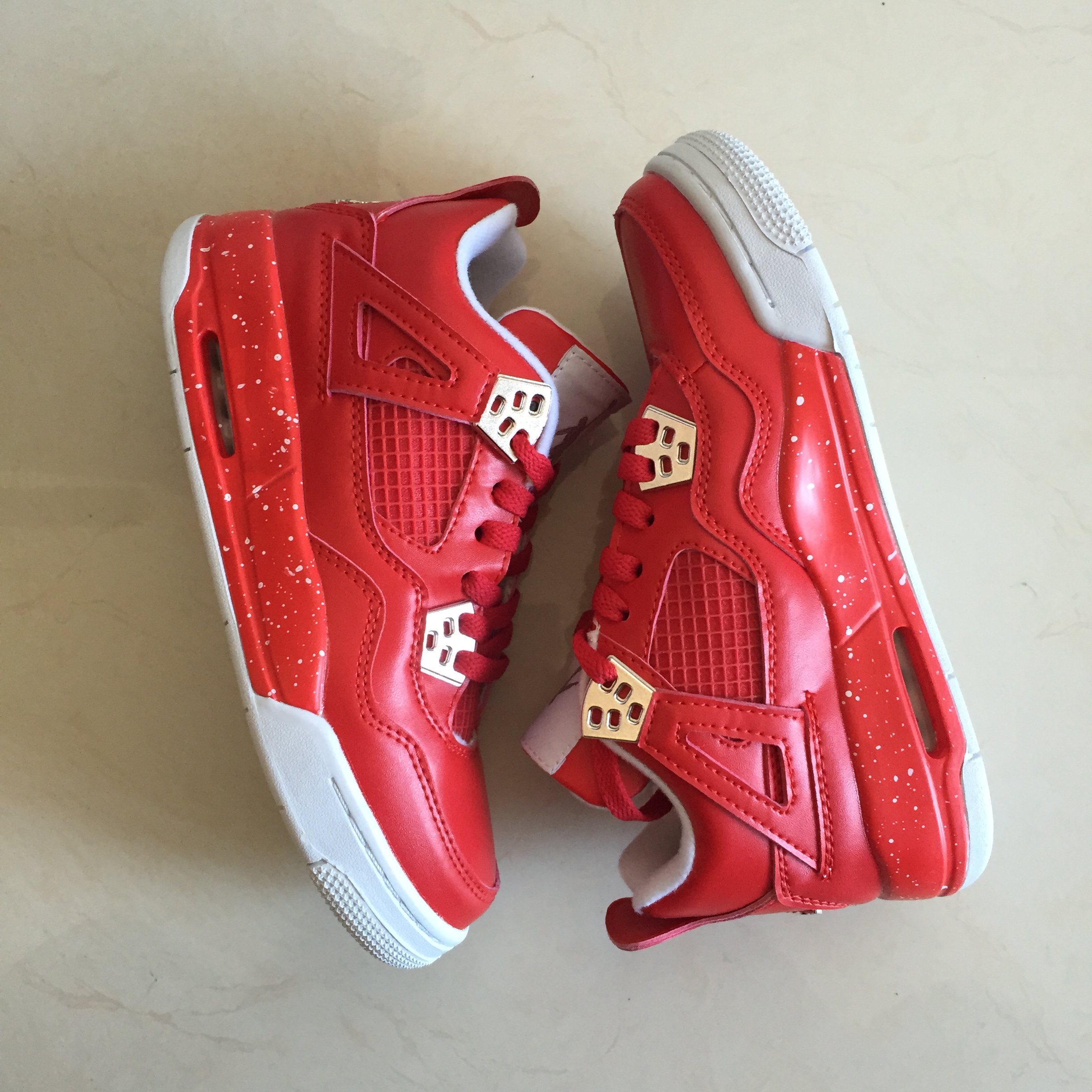 New Air Jordan 4 Spray Point All Red Shoes